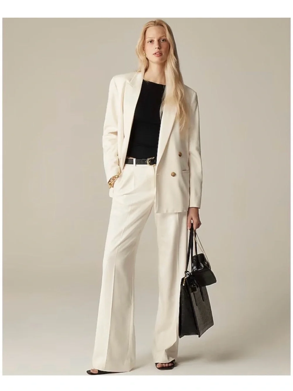 NWT J. Crew Lower-rise Essential Wide-leg Pant City Twill Soft Ivory